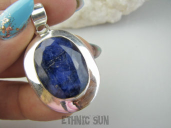 bwee2310 SZAFIROWA LŚNIĄCA HRABIANKA !!!! Okaz 12g !!! Wisior Zawieszka SZAFIR Indyjski - WIERNOŚĆ związkach , Stres, choroby oczu ciśnienie , Szafiry lśniące Srebro 925 #