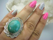 bpe5953 Biżuteria Egzotyczna !!! DUŻY Pierścień z Turkusem w koronkach Wielobarwny TURKUS - opiekun ciała i duszy r.15/ r.16 Srebro 925 # - 3