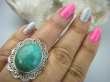 bpe5953 Biżuteria Egzotyczna !!! DUŻY Pierścień z Turkusem w koronkach Wielobarwny TURKUS - opiekun ciała i duszy r.15/ r.16 Srebro 925 # - 5