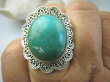 bpe5953 Biżuteria Egzotyczna !!! DUŻY Pierścień z Turkusem w koronkach Wielobarwny TURKUS - opiekun ciała i duszy r.15/ r.16 Srebro 925 # - 6