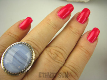 bpe6790 Egzotyczny Pierścień KORONKOWY AGAT BLUE LACE kamień spokoju i pozytywnego myślenia idealny na STRES, CHOROBY OCZU, USZU UKOJENIE DUSZY r.22 Srebro 925 #