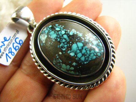 bwe1866 Biżuteria Orientalna !!!! Masywny 24 gramy - Piękny DUŻY Wisior naturalny TURKUS Turkusy Srebro 925 #