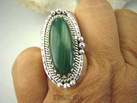 bpe8259 Biżuteria Egzotyczna !!! Cudowny Pierścionek Pierścień MALACHIT - pobudza kreatywność r.18 Srebro 925 #