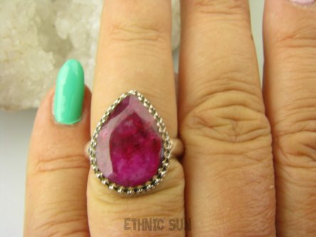 bpee4057 Delikatny Pierścień Pierścionek RUBIN INDYJSKI Rubiny Regulowany r.14, r.15, r.16, r.17 Srebro 925 #