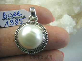 bwee1985 PRZEPIĘKNY Delikatny Wisior Biały Perła PERŁY orientalne Srebro 925