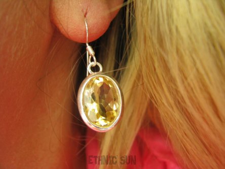 bkee899 PIĘKNE!!  LŚNIĄCE CUDOWNE OKAZY 7 gramów !!! Piękne Kolczyki ZŁOTY ZÓŁTY CYTRYN - kamień antycukrzycowy Srebro 925