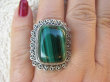 bpe4385 Biżuteria Egzotyczna !!! UWAGA PIĘKNY !!! MALACHIT W ORIENTALNEJ OPRAWIE -  Pierścień MALACHIT - pobudza kreatywność r.18/ r.19 Srebro 925 # - 4