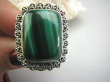 bpe4385 Biżuteria Egzotyczna !!! UWAGA PIĘKNY !!! MALACHIT W ORIENTALNEJ OPRAWIE -  Pierścień MALACHIT - pobudza kreatywność r.18/ r.19 Srebro 925 # - 9