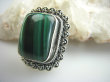 bpe4385 Biżuteria Egzotyczna !!! UWAGA PIĘKNY !!! MALACHIT W ORIENTALNEJ OPRAWIE -  Pierścień MALACHIT - pobudza kreatywność r.18/ r.19 Srebro 925 # - 10