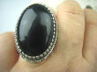bpe5571 Niezwykły OLBRZYM MASYWNY 23 GRAMY !!!! Pierścień naturalny CZARNY ONYKS SERCE, EGZEMY,PAMIĘĆ r.18 Srebro 925 # - 5