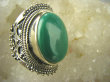 bpe6394 CUDO MALACHIT W ORIENTALNEJ OPRAWIE -  Pierścień zielony MALACHIT - pobudza kreatywność r.17 Srebro 925 # - 6