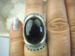 bpe5984 Śliczny  DUŻY Orientalny Pierścień czarny ONYKS regeneruje SERCE, EGZEMY, PAMIĘĆ r.13 Srebro 925 # - 5