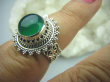 bpe5990  Koronkowy Śliczny Pierścień Zielony ONYKS regeneruje SERCE, EGZEMY, PAMIĘĆ r.13 pięknie zdobione Srebro 925 # - 3