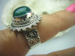 bpe5990  Koronkowy Śliczny Pierścień Zielony ONYKS regeneruje SERCE, EGZEMY, PAMIĘĆ r.13 pięknie zdobione Srebro 925 # - 4