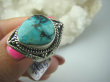 bpe5957 Turkusowy piękniś !!! Pierścień z Naturalnym Turkusem Wielobarwny TURKUS - opiekun ciała i duszy r.13 Srebro 925 # - 6
