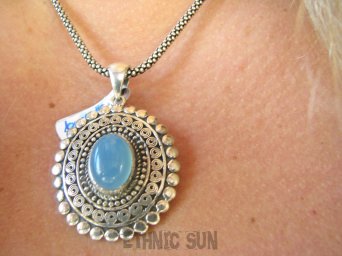 bwe3617 Dwa wisiory w 1 Niezwykły DWUSTRONNY WISIOR 20 gramów !!! Naturalny Chalcedon i Labradoryt Cudo z każdej strony Srebro 925 #