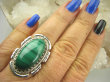bpe7183 Biżuteria Egzotyczna !!! Cudowny MALACHIT W ORIENTALNEJ OPRAWIE -  Pierścień MALACHIT - pobudza kreatywność r.17 Srebro 925 # - 5