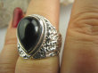 bpe4398 Piękny OKAZ Jubilerski - Śliczny Pierścień z onyksem ONYKS regeneruje SERCE, EGZEMY, PAMIĘĆ r.15 Srebro 925 # - 8