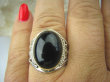 bpe6221 Śliczny Orientalny Pierścień Czarny ONYKS regeneruje SERCE, EGZEMY, PAMIĘĆ r.13 ażurowa obrączka Srebro 925 - 2