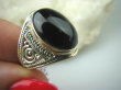 bpe6221 Śliczny Orientalny Pierścień Czarny ONYKS regeneruje SERCE, EGZEMY, PAMIĘĆ r.13 ażurowa obrączka Srebro 925 - 3