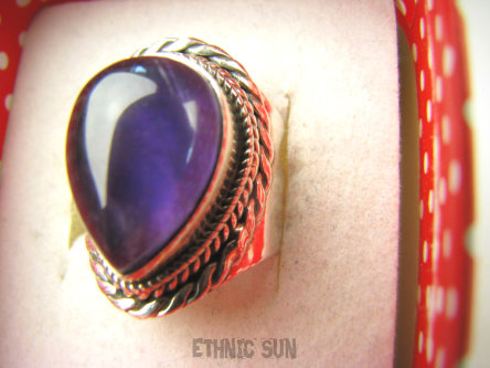 bpe8999 Biżuteria Orientalna !!! Egzotyczny Pierścień Pierścionek naturalny Ametyst - kamień mądrości r.17 Srebro 925 #