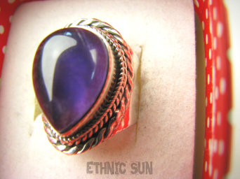bpe8999 Biżuteria Orientalna !!! Egzotyczny Pierścień Pierścionek naturalny Ametyst - kamień mądrości r.17 Srebro 925 #