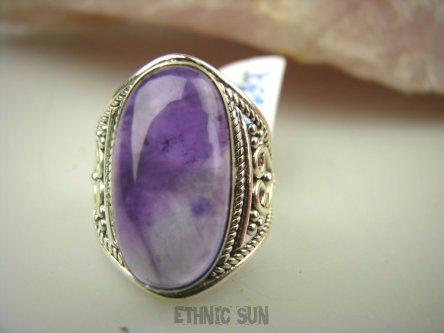 bpe8521 Delikatny Pierścień Pierścionek naturalny dwubarwny Ametyst - kamień mądrości r.16 ażurowa obrączka Srebro 925 #