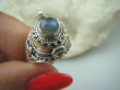 bpe6088 Pięknie Zdobiony Delikatny Sekretnik UNIKAT !!! Otwierany Pierścień na zdjęcia lub marzenia Niebieski Labradoryt Spektrolit r.19 Srebro 925 - 6