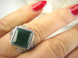 bpee4131 UNISEX DUŻY MĘSKI lub damski SYGNET Pierścień Pierścionek Szmaragd Indyjski Szmaragdy r.21 DUŻY ROZMIAR Srebro 925 # - 3