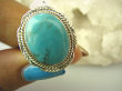 bpe8547 Śliczny OKAZ Pierścień Pierścionek naturalny TURKUS ARIZONA Turkusy r.20 egzotyczne Srebro 925 # - 10