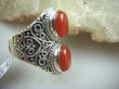 bpe5083 Orientalny Pierścień z onyksami czerwony ONYKS regeneruje SERCE, EGZEMY, PAMIĘĆ r.16/ r.17 Srebro 925 # - 3