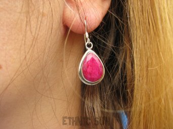 bkee746 MALINOWE KROPLE - Lśniące Kolczyki z RUBINAMI - RUBIN INDYJSKI Kamień MIŁOŚCI Rubiny Srebro 925