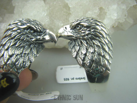 bpe6516 Dostojny DRAPIEŻNY ORZEŁ (symbol Polski i siły) wybitna KOLEKCJA - DLA MĘŻCZYZNY LUB KOBIETY !!! Oksydowany Pierścień Głowa Orła r.24 Duży Rozmiar Srebro 925 #