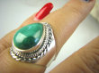 bpe6942 Orientalny Delikatny PIERŚCIEŃ z zielonym Malachitem Malachit - pobudza kreatywność r.17 Srebro 925 # - 2