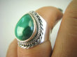 bpe6942 Orientalny Delikatny PIERŚCIEŃ z zielonym Malachitem Malachit - pobudza kreatywność r.17 Srebro 925 # - 5
