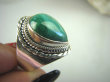 bpe6942 Orientalny Delikatny PIERŚCIEŃ z zielonym Malachitem Malachit - pobudza kreatywność r.17 Srebro 925 # - 7