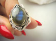 bpe8997 Egzotyczny Pierścień Pierścionek LABRADORYT Spektrolit - kamień Zorzy Polarnej r.19 SREBRO 925 # - 8