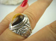 bpe6475 Egzotyczny Pierścień Obrączka Tygrysie Oko - Wspomaga Oczy Astma Krążenie i TRAWIENIE r.18 zdobiona obrączka Srebro 925 # - 2