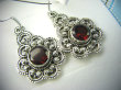 bkee1061 Egzotyczne  Piękne Lekkie  KOLCZYKI z granatami bordowe Granaty w kolorze czerwonego wina Stokrotki Srebro 925 - 5