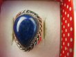 bpe8380 Egipska Piękność Delikatny Pierścień Pierścionek Królewski Lapis Lazuli r.18/ r.19 Srebro 925 # - 6