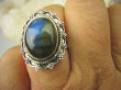 bpe8373 Słodki Pierścień Pierścionek Labradoryt Spektrolit - kamień Zorzy Polarnej r.18 Srebro 925 # - 4