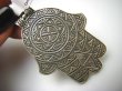 bwe3450 Mocny Amulet Hamsa Duży 21G , 6cm Wisior Zawieszka DŁOŃ FATIMY ONYKS Maroko Marokańskie Wzornictwo Srebro 925 # - 9