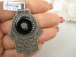 bwe3450 Mocny Amulet Hamsa Duży 21G , 6cm Wisior Zawieszka DŁOŃ FATIMY ONYKS Maroko Marokańskie Wzornictwo Srebro 925 # - 4