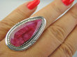 bpee4302 MALINOWA PIĘKNOŚĆ Długi Pierścień Pierścionek Rubin Indyjski Rubiny r.21/ r.22 Srebro 925 # - 8