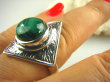 bpe2669 LŚNIĄCY ROMB Z MALACHITEM !!!! Pierścień Malachit - pobudza kreatywność r.21/ r.22 Srebro 925 # - 3