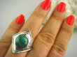 bpe2669 LŚNIĄCY ROMB Z MALACHITEM !!!! Pierścień Malachit - pobudza kreatywność r.21/ r.22 Srebro 925 # - 4