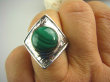 bpe2669 LŚNIĄCY ROMB Z MALACHITEM !!!! Pierścień Malachit - pobudza kreatywność r.21/ r.22 Srebro 925 # - 5