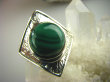 bpe2669 LŚNIĄCY ROMB Z MALACHITEM !!!! Pierścień Malachit - pobudza kreatywność r.21/ r.22 Srebro 925 # - 6