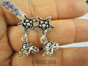 bke1258 Delikatne piękne TANCERKI Z BOLLYWOOD !!! Orientalne CUDNE Kolczyki na sztyft Całe ze Srebra SREBRO 925