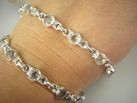 bb3128 PIĘKNA Delikatna Bransoleta KRYSZTAŁ GÓRSKI ODPROMIENNIK (rak tarczyca  reumatyzm) Srebro 925 #